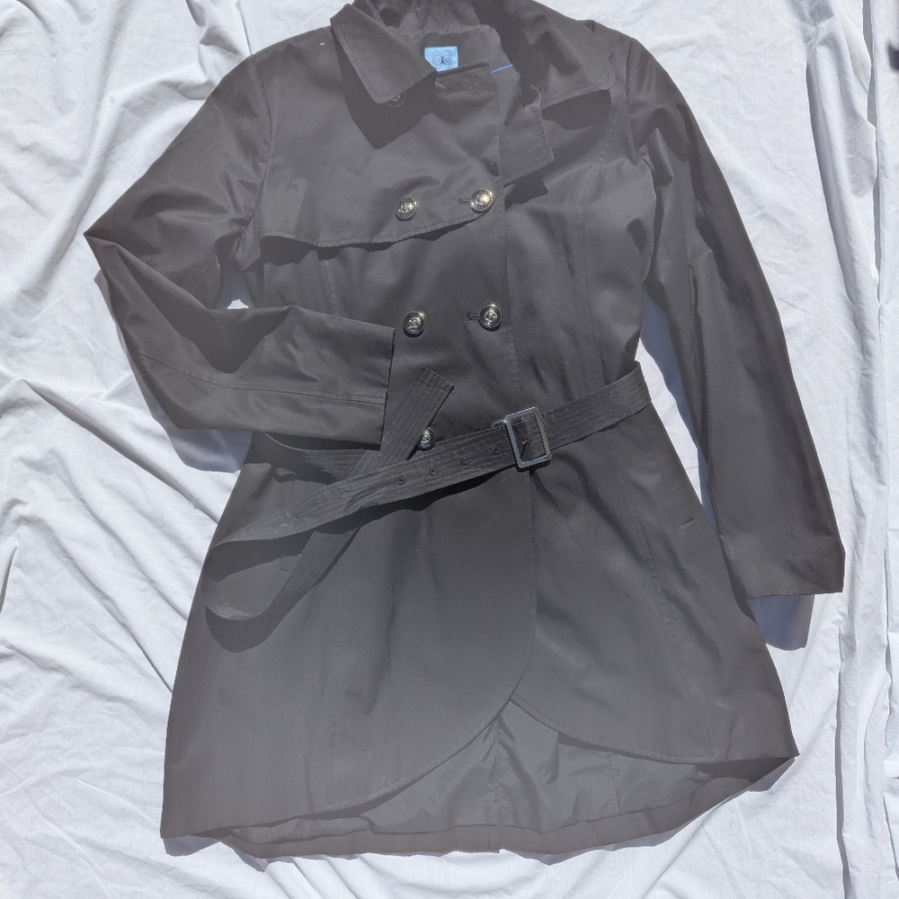 Women's Black Trench Coat Double Breasted Xl